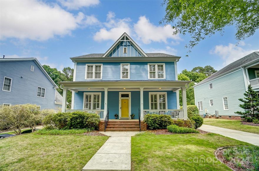 Beautiful Saussy Burbank "Chester" plan in the heart of Baxter Village! This home boasts 4 bedrooms, 2.5 baths and sits on a wooded homesite backing to the trail system and facing one of Baxter's many serene greenspaces! The open floor plan on the main level features a dining room, office/study, and a great room opening into the kitchen, making it just perfect for gathering! Head up the pretty staircase to the primary suite, 3 additional bedrooms and lots of natural light! Rock away on the front porch or relax on the enclosed porch or patio out back. The detached garage has additional storage! The roof and HVAC's have been replaced. Baxter is home to the Fort Mill Library, the , Orchard Park Elementary School, as well as impressive amenities to include 2 community centers, 2 pools, playgrounds, pocket parks, tennis, miles of trails and a town center with eateries, fitness options, shopping and so much more! Welcome Home!