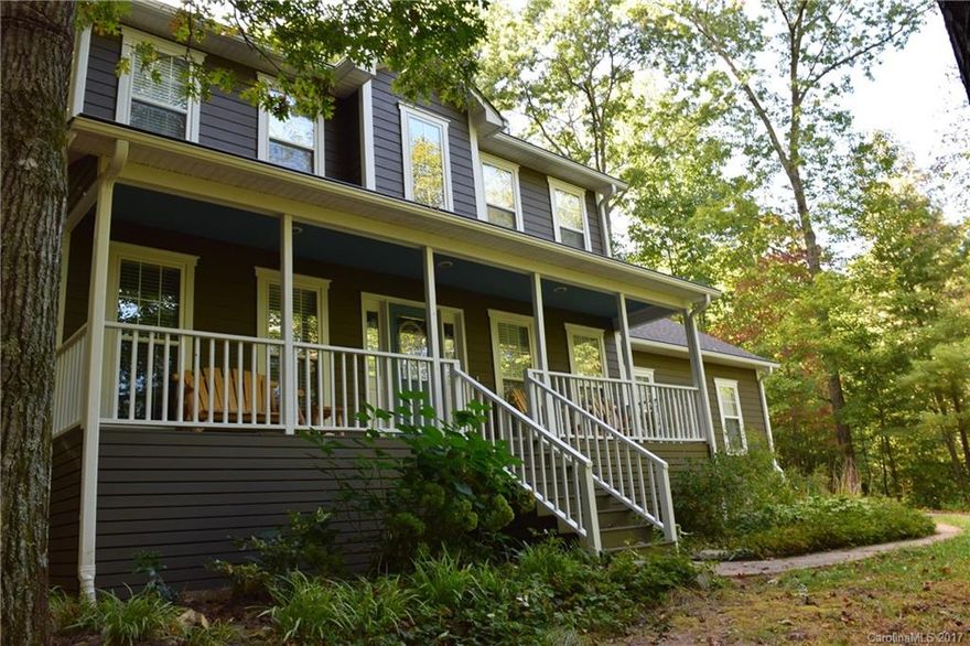 Trees and wildlife. Quiet and private. Office and Dining Room. Maple Cabinetry, Granite, High End Appliances, Large soaking tub, Solid Oak Floors, Well insulated, New Paint, Lots of Storage, Ceiling Fans, Wood Burning Fireplace, Large Front Porch and Back Patio, New Main Garage and Service Door, Low Voltage Exterior Lighting, Gutter System, Most New Furniture Stays! Roof is just 3 years old.