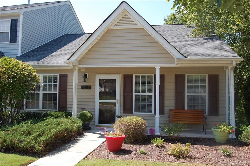 Adorable one level End unit! Only a few 1 story units in the whole complex! Open Floor plan w Cathedral ceilings in LR & Master Bed! Hardwoods through-out except bedrms & bath. Rear deck overlooks priv wooded view! Paint & carpet less than 2 yrs old! New A/C, Water Heater, & Range in 2016! Includes Fridge (also 2 yrs old)! Less than a 30 second walk to pool! Exterior Storage. Great location..Minutes from Ballantyne or Indian Land shopping! Sold As-Is, but in excellent shape w no known problems.