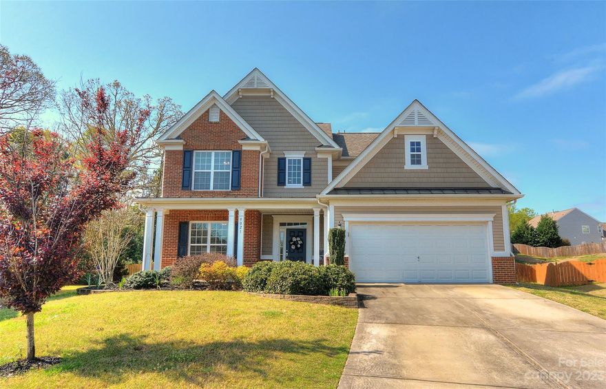 Come see this beautiful home located on a quiet cul de sac in Belair at Carolina Lakes in Indian Land.  One of the largest lots in the neighborhood- fenced backyard with trees all along the back including a storage shed. Rocking chair front porch welcomes you in to this open living space.  Home features a study with glass french-doors, first floor guest bedroom, full bath and bright open living space with a fireplace to gather around.  The kitchen has a generous sized pantry, granite, stainless steal appliances and gas range. Upstairs you will find the primary bedroom with large en suite bath, dual sinks, shower, tub and huge walk in closet.  Two more bedrooms share a bathroom along with a bonus room. Neighborhood features a pool, clubhouse and playground.  Sidewalks throughout the neighborhood and shopping is only minutes away! You won't want to miss this opportunity!