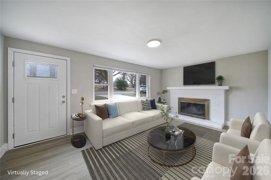 This solid 3-bedroom, 2-bath home has been updated and is ready for it's new owner. The living room has space to spread out plus a wood-burning fireplace for a cozy evening in. The kitchen features brand new stainless appliances, new cabinets, subway tiles backsplash and quartz countertops, and a walk in pantry and separate laundry room. The primary bedroom with ensuite features a custom subway tile walk-in shower, new vanity, toilet, and fixtures. Brand new LVP runs throughout the main areas and both bathrooms, with new carpet in all 3 bedrooms. The hallway bathroom has also been completely revamped with a subway tile tub surround, new vanity, fixtures and toilet. Also new paint inside AND outside, giving the house curb appeal on the outside and a fresh, crisp vibe on the inside. The roof was also replaced in 2025 along with the exterior doors, light fixtures, and most of the plumbing pipes have been converted to pex. Out back, you’ve got a large yard with room to play, grill, or let the dog run. The location is very desirable and perfectly situated with quick access to I-85, just 5 miles to Uptown Charlotte, NoDa & Plaza Midwood, and just 6 miles to the airport. Don't let this one get away!