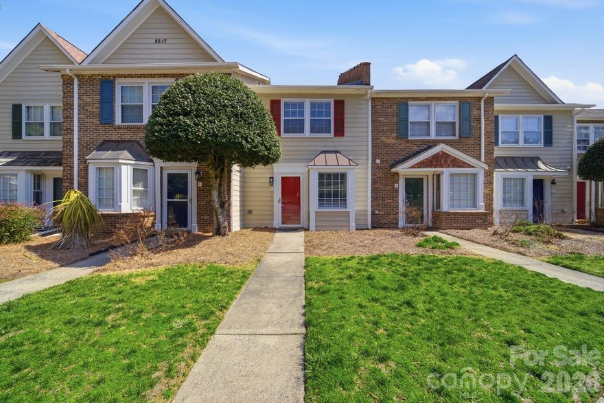 Charming 2-Bedroom, 2.5-Bath Condo in Prime South Charlotte Location! This condo is so close to shopping, dining, McMullen Creek Greenway, The Bowl at Ballantyne & 485. New carpet, paint & LVP flooring! Open dining to great room with a wood burning fireplace. Step outside to a relaxing screen porch. Nice size bedrooms up with a private bath. Move right in.  The heat-pump was replaced in 2024. Washer, dryer & refrigerator remain. Water is included in the HOA fee.