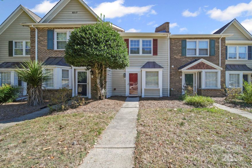 Charming 2-Bedroom, 2.5-Bath Condo in Prime South Charlotte Location! This condo is so close to shopping, dining, McMullen Creek Greenway, The Bowl at Ballantyne & 485. New carpet 2025, fresh paint 2025, open dining to great room with a wood burning fireplace. Step outside to a relaxing screen porch. Nice size bedrooms up with a private bath. Move right in.  The heat-pump was replaced in 2024. Washer, dryer & refrigerator remain. Water is included in the HOA fee. New Flooring ordered and going in the great room and dining area!!