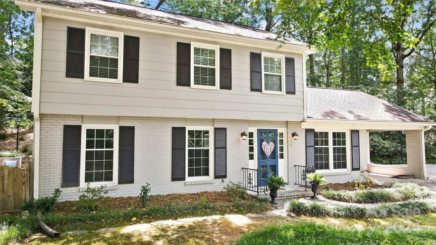 Discover this charming two-level traditional home nestled in the sought-after Beverly Woods. This 3-bedroom, 2.5-bathroom residence is situated on a secluded, wooded lot, offering tranquility and privacy. The home boasts hardwood floors and light neutral paint throughout. The bright living area features a cozy wood-burning fireplace, perfect for relaxing evenings. The kitchen is a chef’s delight, offering an abundance of cabinets, modern fixtures, a custom tile backsplash, granite countertops and eat-at breakfast bar. The generously sized primary suite includes dual closets and an ensuite bath. Enjoy outdoor living with a large and private patio located on the side of the home, and an expansive backyard with a natural gas light post making it the perfect place for relaxing or entertaining. The attached carport provides convenience and protection plus the additional shed provides the perfect storage place for all your outdoor needs. New AC installed in 2024!