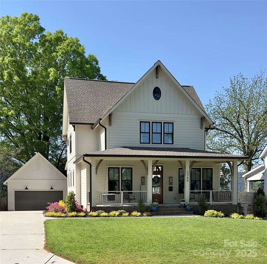 Entertain like a pro in booming Villa Heights! Just 2 blocks to Davidson and 4 blocks to the light rail, this luxurious THR build was completed in 2023 and offers engaging livability like no other. The generous front porch leads to a tall foyer, flanked by a large office and full guest suite on the way into the heart of the home. A spacious chef's kitchen offers high end appliances and is accompanied by a walk in pantry and brand new fully equipped second kitchen/scullery with its own convection oven, beverage fridge, refrigerator, dishwasher, sink, and enough counter space for holidays and party prep. Upstairs, the primary bedroom is spacious and light filled with a massive walk in closet and luxurious primary bath. Two additional bedrooms, a third bed/bonus room (all with walk in closets) and full bath lend plenty of space for all. Custom window treatments throughout, in ground irrigation, front and rear porches, fully fenced yard and 2 car garage round out this full package.