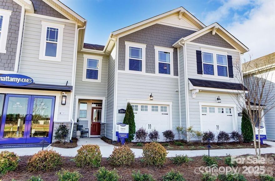Welcome to The Sierra, a beautifully designed townhome that blends modern convenience with timeless charm. This thoughtfully crafted home features a one car garage and a welcoming front porch, leading into a stylish foyer. The first floor boasts a convenient powder room, and well appointed kitchen with a breakfast area, a spacious island, and an open-concept gathering room, perfect for entertaining. Step outside to enjoy the private patio, ideal for outdoor relaxation. Upstairs, the owner's suite offers a peaceful retreat, complete with a walk-in closet and a spa-like en-suite bath, featuring a large shower with a built-in seat. A versatile loft provides additional living space, while the laundry room adds everyday convenience. Two additional bedrooms, a full bathroom, and a hall linen closet complete the upper level. With its smart layout and stylish finishes, The Sierra is designed for comfort and effortless living. Schedule your showing today!