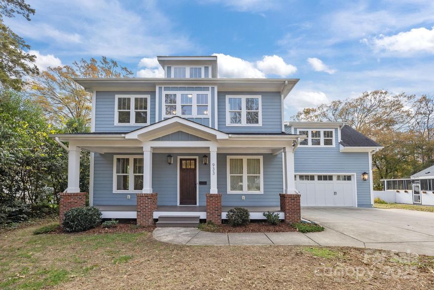 Welcome to this stunning 2014-built Craftsman that seamlessly blends timeless Southern charm with every modern upgrade today’s buyer desires. 5 bedrooms, 3.5 baths, 3,507 square feet of warm, light-filled living on a quiet, tree-lined street in the heart of Sedgefield.

The main level greets you with hardwood floors throughout, 10-ft ceilings, deep crown molding, board-and-batten detailing, and abundant natural light. An elegant formal dining room with board-and-batten walls is perfect for gatherings, while a private office or 5th bedroom with adjacent ¾ bath (walk-in shower) offers ideal flexibility. The open gourmet kitchen boasts a generous island, double dishwashers, pot filler, marble & granite counters, and a walk-in pantry made for appliances plus a bonus closet pantry. It flows effortlessly into the dramatic great room featuring a deep coffered ceiling and a wall of windows overlooking the backyard. A convenient drop zone with powder bath connects the oversized, fully insulated two-car garage directly to the kitchen.

Upstairs, the spacious primary suite serves as a true retreat with a tray ceiling, spa-like bath with double vanities, deep soaking tub, and oversized walk-in shower, and a large walk-in closet that opens straight into the laundry room (built-ins + folding counter). Three additional well-sized bedrooms share a smart Jack-and-Jill bath with dual vanities and hall access. The huge bonus room over the garage comes pre-wired with built-in surround-sound speakers and a dedicated media closet — ready for movies, play, or workouts.  Step outside to the covered rear porch with ceiling fans, an outdoor shower, and one of the largest, most usable backyards you’ll find this close to town — deep, level, partially fenced, and begging for a pool, playset, fire pit, or gardens. Real space to breathe and play. Perfectly located on a quiet street with the best neighbors, an easy walk to Sedgefield Park and school, and just minutes to Freedom Park, the Greenway, shopping, and all of South End’s vibrant energy — yet peacefully removed from the noise.  Freshly painted inside and out and completely move-in ready.  Southern charm meets modern luxury in one of Charlotte’s most desirable neighborhoods. This is the one you’ve been waiting for.