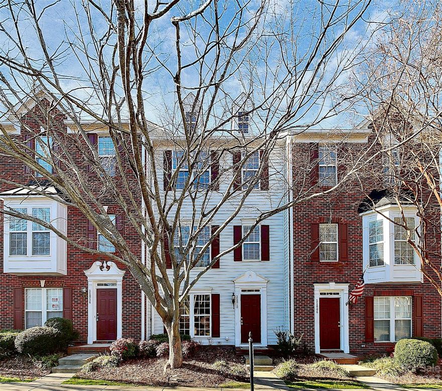 Just renovated!  New paint, new wood floor and carpet.  New blinds, new light fixture and new kitchen faucet.  New water heater (Jan 2022).  Spacious Ballantyne area townhouse, highly desirable location featuring 3 bedrooms, 3 full bath and 1- half bath.  Over 1,900 sqft with one-car garage and a deck.