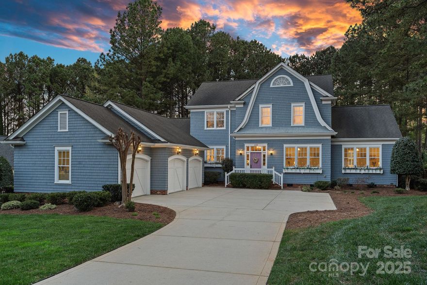 Nantucket Charmer Tucked within the prestigious, gated Sconset Village within, The Point, this stunning home offers a deeded boat slip & private flat yard. A Brand-NEW ROOF (installed 3/25) & impeccable craftsmanship—coffered ceilings, custom built-ins, & rich wainscoting. The main-level primary suite features a spa-like bath w/ large shower, tub, marble counters floors, plus a dual walk-in closet. The chef’s kitchen, complete w/ a Jenn-Air stainless fridge, Wolf gas cooktop, wall oven, & butcher-block island. This home also offers hardwood floors, a walk-in pantry, a convenient drop zone, & a three-car garage w/ custom cabinetry. Upstairs boast three bedrooms & two bonus rooms. An expansive screened porch provides the perfect setting to unwind. With updated mechanicals this meticulously maintained residence ensures worry-free living. As a member of Trump National Golf Club Charlotte, this is an opportunity to experience luxury lakeside living. Boat Slip located on pier Z #86