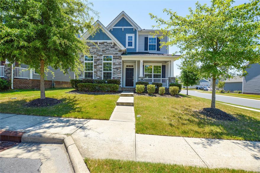 FOUR BEDROOMS w/ TWO PRIMARY SUITES!! One on each floor. Both Primaries have On Suite Full Baths and Trey Ceilings. Corner Lot. Welcoming Covered Front Porch opens to Formal Entry. Separate Dining Room Open Kitchen w/ Island opens to the Family Room. Gas Cooking. Solid Surface Counter Tops & Stainless Appliances. 
Great Flow!! Garage entrance to the home w/Drop Zone for unloading groceries, work stuff or kids school packs. Upstairs has a large versatile Loft Space. Could be computer/office space, Kid's Play Area, Sitting/Reading spot, TV/Entertainment hang out spot. Another Primary Bedroom with Trey Ceiling and access to outside Balcony to sip your morning Coffee. Upgraded Owner Bath and Shower. Walk in closet. Two comfortable Secondary Bedrooms w/ Full Hall Bath.
Cameron Creek Community Amenities include Pool, Playground, Giant Fireplace. Close to Shopping & Restaurants. 30 Minutes to Charlotte. "MUST SEE" home. Like New & Well Cared For. See It TODAY !!!