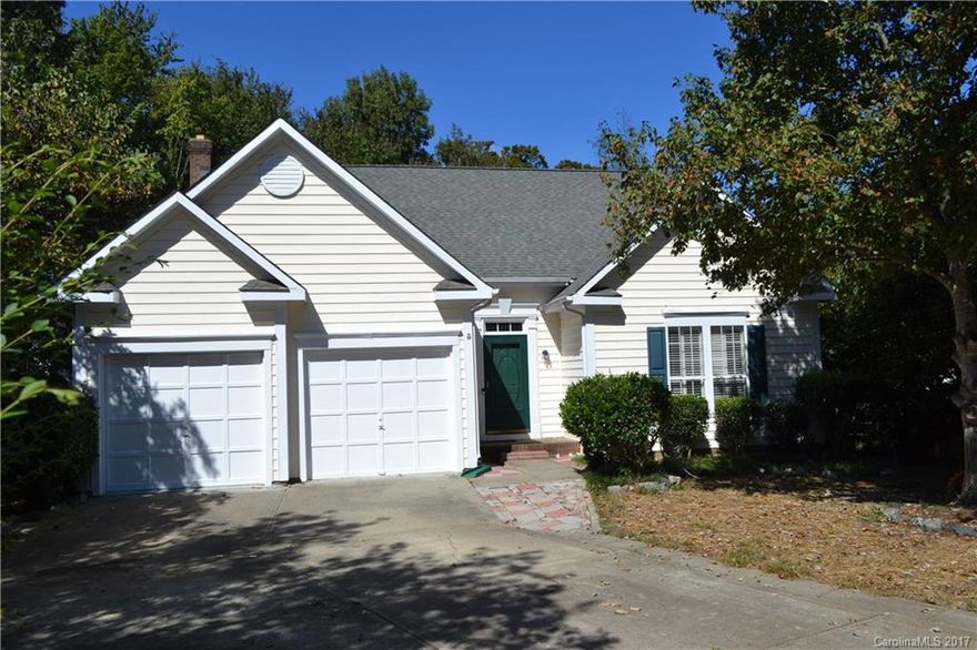 Well maintained ranch home in Huntersville! Located on a  culd- a -sac private street. Large over sized level lot is fenced in. Newly painted! Split bedroom floor plan offers ceiling fans throughout and plantation shutters in main living areas.  New roof installed 2014, gas hot water heater replaced in 2015 and a new HVAC in 2015! Hurry! This home will not last long!  1 Year Home Warranty Coverage.  Convenient to I-485 and the New Bryton Town Center.