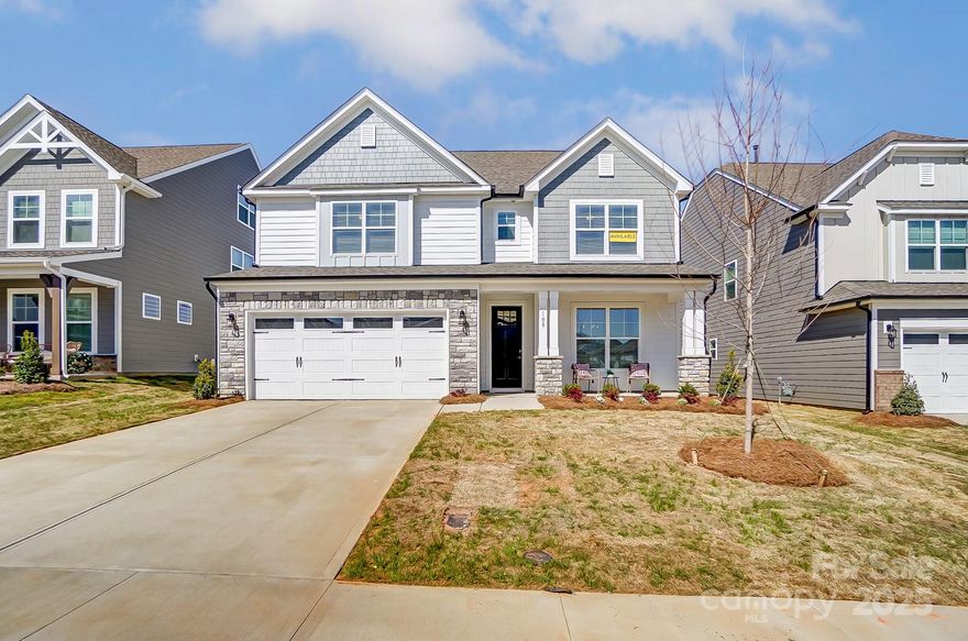 New construction in Mooresville with lots of "bells and whistles". Let this gorgeous Davidson plan welcome you home with its impressive 8' front door and nearly 3600 sf masterfully used space! The kitchen features upgraded white cabinets with black hardware, beautiful gray Quartz counters, and tile backsplash. The kitchen also has stainless appliances including a gas range with designer range hood and butler's pantry features tons of storage. This home also features family room with lots of space for entertaining, a Cosmo fireplace & a sunroom! The primary suite features a Luxury primary shower and dual sink vanity, as well as a primary sitting room. EVP runs throughout loft, primary bedroom and sitting room. Baths feature quartz countertops, and the guest bath features a 5ft shower. Other extras include Enhanced Vinyl Plank flooring on the main, tile flooring in primary bath, composite stair treads, metal stair balusters and decorative window packages.