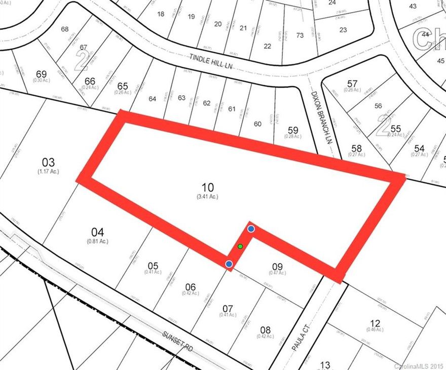 Connect from Paula Ct. to Sunset Rd and Dixon Branch Ln in the Elizabeth Oaks development. Nice wooded parcel Agent is related to owner.