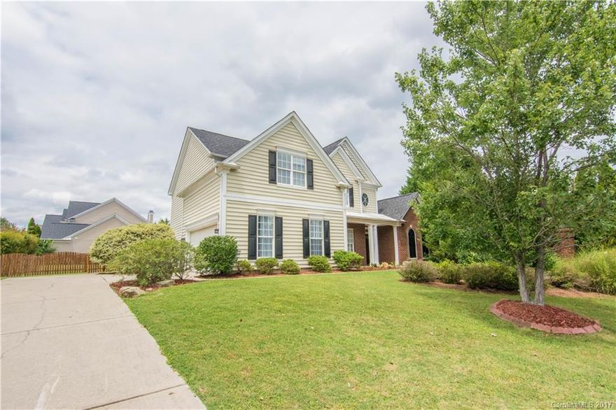 Location,convenience and peacefulness on Cady Lake.This amenity rich community is just minutes to Blakeney shopping/dining & Ballantyne Corp Pk.Top ranked schools, walking trails,club house,pool,tennis courts & playground.This home has a spacious open floor plan.Master down w/ wood floors throughout. 2 carpeted BRs.Huge flat fenced-in yard.Dining room trey ceiling w/wainscoting.Kitchen appointed with granite,white cabinets and new SS appliances gas.2New AC/heat units,roof 2013.New hot water heat