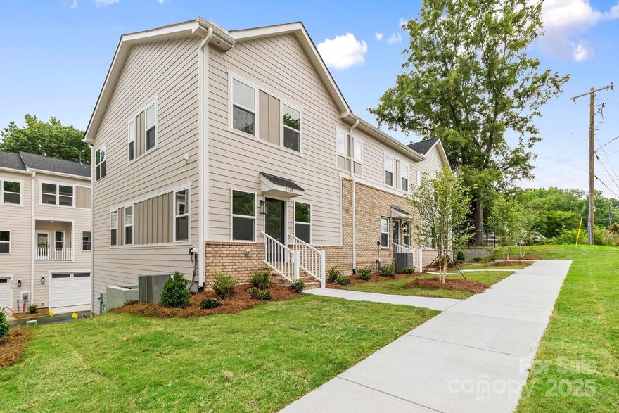 Come explore this exciting new townhome development in West Charlotte. Beautifully designed, 3-story townhomes offering modern living space with three bedrooms, 2.5 bathrooms, and a full 2 car garage. LVP flooring throughout, plush carpet in the bedrooms, and bathrooms featuring elegant tile walls. Kitchens are equipped with quartz countertops, stainless steel appliances, and a gas range, and exterior with Hardie siding. Located just 2 miles from Uptown Charlotte, South End, and Charlotte Douglas International Airport, these townhomes are perfectly nestled in for work, entertainment, and travel. Quick access to I-85 and I-485. This community has no rental restrictions, making it an ideal opportunity for investors or homeowners looking to build a rental portfolio. Schedule your showing today! OPTIONAL BLINDS PACKAGE AVAILABLE TOO (Valued at $1000)