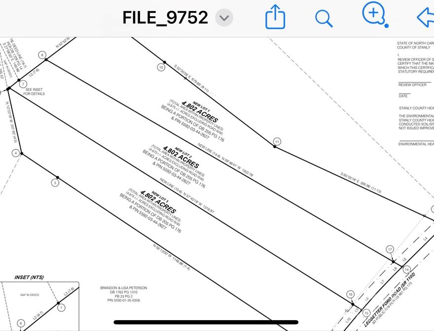 This is a rare opportunity to own lot #1. ( 4.802 acre recently surveyed near Oakboro.  This beautiful acreage contains approx. 2 acres of cropland suitable for homesites and approx. 2.8 acres of mixed hardwoods and recently cut over timber land.  The front part is part of a small knoll that slopes to the back. This land is located approx. 3 miles from Oakboro town center and less than one hour from Charlotte, Concord, Kannapolis, Monroe and Marshville/Wingate. The Rocky River Blueway Park is only a few minutes to the South, for Kayaking and Canoeing on what seems like a wilderness river.  The seller will provide a new survey and plat as part of the purchase price.  A Registered Soil Scientist recently evaluated the soils for septic suitability, subject to final approved by Stanly County Environmental. A soil septic map will be provided to buyers, with septic soil overlay zones to assist in securing a septic installation and well permits.