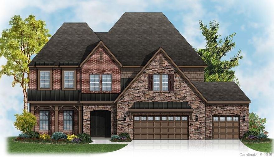 Finished basement with bed and bath, in law suite on main, huge kitchen island with drop down table, numerous upgrades in this homes including pre wire  for surround sound, exterior fireplace on rear screen porch, hardwood stairs iron spindles,metal roof accents, level 5 cabinets ,butlers pantry, 3 car garage, home backs up to 30 ft. tree buffer, community will have  tennis courts, fitness center, pools, 5 miles of walking trails, home will be complete end of October/ Nov. ,