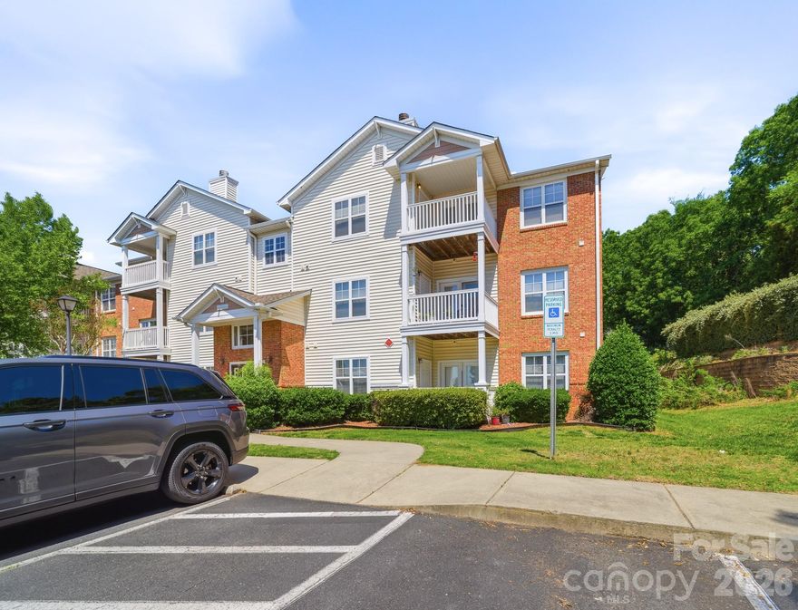 Do not miss this 3rd floor condo that's hitting the market! New carpet and fleshly painted interior makes this the condo to see. Being on the top floor allows the living room ceiling to be vaulted and being the end unit provides more windows which allows more natural light. This 2 bedroom, 2 bath, split bedroom floor plan also has a separate laundry room. Washer, dryer and refrigerator to remain with the unit. This property has large closets in the bedrooms along with an exterior covered deck and utility closet. Conveniently located near UNCC and I-85. Great location for investment purposes or UNCC students. HOA fee includes your trash, water, clubhouse, pool, gym & rec room. New HVAC unit installed in 2022. Near shopping and restaurants. A code is needed to enter the exterior door into the building that leads into the condo units. This provides additional security and peace of mind. If you are looking in this area, then this is a must see condo. Priced to sell quickly.