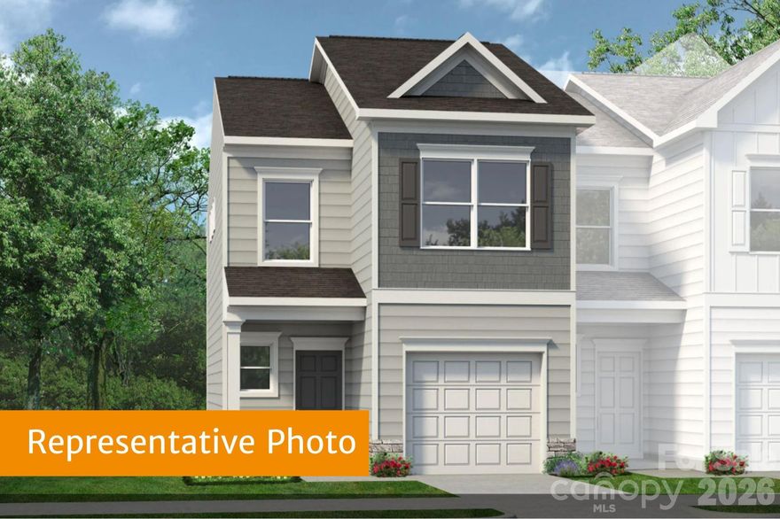 Step into the Trenton floorplan at Hickory Glen, ideally situated just 10 minutes from Uptown Charlotte. This low-maintenance, two-story end-unit townhome offers 1,287 square feet of thoughtfully designed living space with 3 bedrooms and 2.5 bathrooms. The open-concept main level features a modern kitchen with 36" cabinets, granite countertops, an island, stainless steel appliances, and a pantry. The open kitchen transitions smoothly into the family room, enhancing the home’s functional and inviting layout.

Upstairs, the primary suite includes a walk-in closet and a private en-suite bath with dual quartz vanities and a large shower. Two additional bedrooms, a full bath, and a conveniently located laundry room complete the upper level. Hickory Glen is an intimate boutique community of just 46 duet-style homes, with every residence offering the privacy and natural light of a coveted end unit.