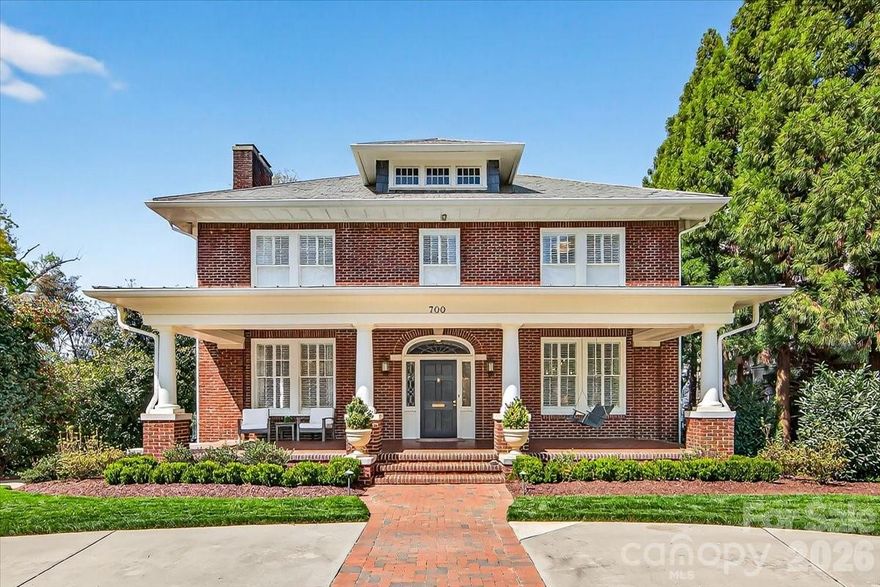 Stunning fully renovated home, thoughtfully designed to preserve its original character and charm in Historic Myers Park. This 3 bedroom, 2.5 bath home blends comfort and sophistication. Featuring 10' ceilings and abundant natural light, this showstopper welcomes you with an idyllic front porch, a grand foyer, and beautifully appointed living and dining spaces. The chef's kitchen is a true centerpiece, showcasing a large marble island, custom cabinetry, Sub Zero refrigerator/freezer, and a Wolf 8-burner range with double ovens. Additional highlights include wine and beverage refrigerators, a built-in ice maker, and bar sink. High end designer fixtures and finishes are featured throughout. The exceptional primary suite offers dual walk-in closets and a spa like bath with soaking tub, heated floors, and custom vanities. The heated and cooled unfinished basement, featuring epoxy floors offers incredible mudroom style storage, or future expansion potential. Set on a large lot with a 2 car garage, this home seamlessly combines timeless appeal with modern living. Incredible location with easy access to Uptown, Midtown and Elizabeth.