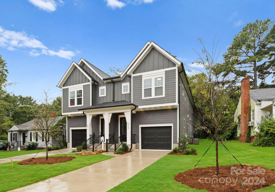 Welcome to 608 Ambassador Street!  This modern duet features a desirable floorplan with light and bright open spaces.  High-end finishes throughout the home including stainless steel appliances, designer selections, 10' ceiling on the main level, and a convenient 1-car attached garage.  Spacious primary bedroom includes a large walk-in closet and a luxurious bathroom with dual sinks.  Two additional bedrooms upstairs with large closets.  Laundry closet centrally located between the bedrooms.  Extend entertaining outdoors with glass sliders off the living room and a fully fenced backyard.  Conveniently located to Stewart Creek Greenway, Restaurant Constance, Enderly Coffee and much more!  NO HOA and NO rental restrictions!