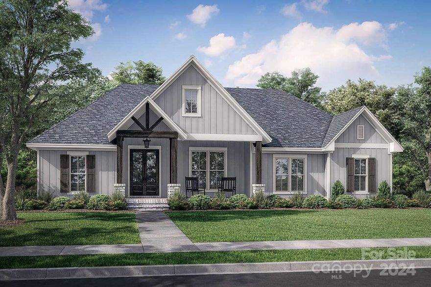 Beautiful custom ranch plan to be built in Royal Pines. This home features 3 bedrooms and 2 and half baths with dedicated office space.  This home it to be built and construction is expected to be complete January 31, 2025.