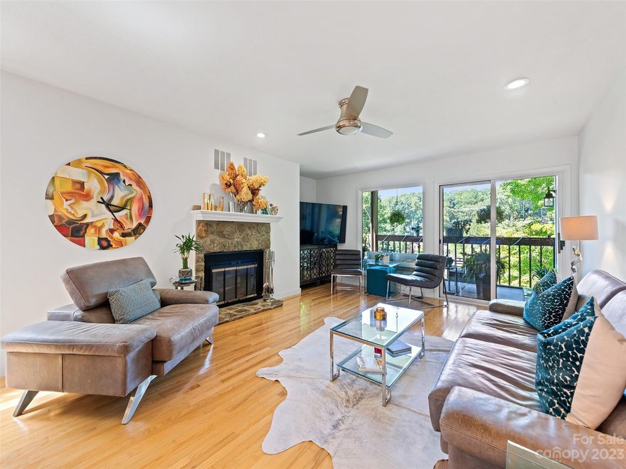 This beautifully renovated, spacious unit is the perfect reprieve after a long day. As you arrive home, you are welcomed by a sleek open floor plan with lots of natural light. The open expanse from the kitchen into the living room and onto the covered outdoor porch provides a great backdrop for entertaining guests or relaxing after a dip in the community pool or after you finish a round of golf at the newly renovated Waynesville Country Club. After the day has ended, the main level living allows you to retire to one of two bedrooms on the main floor. Or, slip away to the lower level and enjoy a large recreation room and the privacy of a third bedroom with ensuite. The lower covered porch provides an alternative retreat to escape the hustle and bustle and soak in the wonderful outdoors of WNC. Extra storage, a covered parking spot and an exercise center round out additional amenities for this great location.