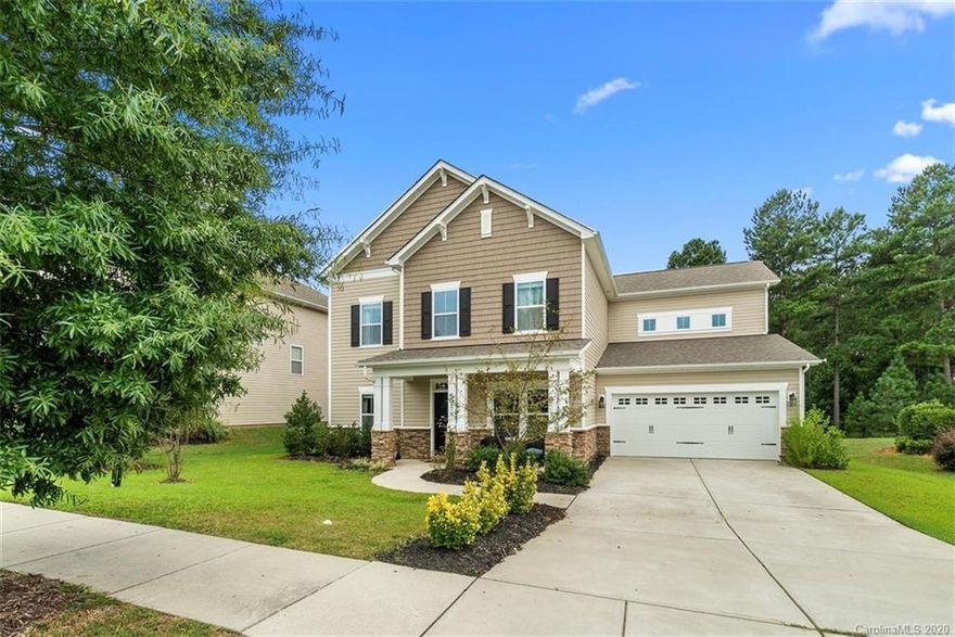 The moment you open the front door you are bound to fall in love with this 4bd w/bonus room 3ba 3322sqft home! High ceilings, crown molding, custom finishes, Sonas speakers throughout, entry overlook, trey ceilings and a large island with storage are just some of the grand features you will find here. The spacious open floorplan downstairs includes a formal dining room, a sitting room, a living room with a fireplace, a guest bedroom with a full bath and a chef's kitchen with an immense island. Upstairs you will find 2 bedrooms, a full bath, a bonus room, the laundry room and a massive owner's suite with a trey ceiling, including an oversized owner's bathroom with soaking tub, dual vanity and a walk-in shower. This home is perfect for entertaining guests inside and out! Out back you will find a covered patio with large extension and a private backyard that faces the woods. The community amenities include a pool, playgrounds, walking trails, tennis court, rec area, gym and clubhouse.