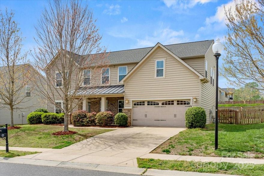 Enjoy seamless flow from the cozy living room with built-in cabinets into the expansive kitchen—complete with ample cabinetry, a large island with bar seating, and stainless steel appliances. The sunny eat-in area is framed by three oversized windows, flooding the space with natural light.
A rare gem on the main floor: a full bedroom and bath, plus a dedicated office—perfect for guests or a work-from-home setup! Upstairs, you’ll find the luxurious primary suite with LVP flooring, a soaking tub, and a separate shower, along with three generously sized secondary bedrooms and a versatile bonus room.
Located in a vibrant community loaded with amenities: pool, clubhouse, playground, basketball court, and tennis court. Just a short walk to local dining and shops, and only minutes to Ballantyne—enjoy the convenience of Charlotte living with the benefits of low South Carolina taxes and highly rated Indian Land Schools.
