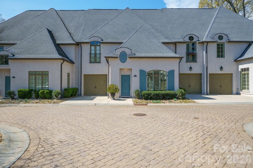 This spacious luxury townhome tucked away in an exclusive enclave in the SouthPark area, offers the perfect balance of old-world European charm and modern luxury in the Heart of Charlotte.  Brand-new, white oak flooring flows seamlessly throughout all living areas.  Freshly painted in a designer-neutral palette with new carpet in the bedrooms. Soaring ceilings add to the spacious feeling throughout the home. Warm inviting open kitchen and den with a stunning fireplace overlook the quiet backyard. Unlike the compact patios of nearby new construction, this home boasts a large, private brick fenced-in backyard—a genuine sanctuary for gardening, pets, or entertaining. The massive downstairs den and adjacent full bath are perfectly positioned to convert into a fabulous Primary-on-Main suite if desired.  Upstairs the Primary Bedroom boost two large walk-in closets.  Additional bedrooms are very large, one with a beautiful Juliet balcony filling the room with natural light.  Storage Galore!
Located just minutes to Southpark and a short 15-minute drive to Uptown Charlotte, Shopping, restaurants, grocery stores are at your fingertips.