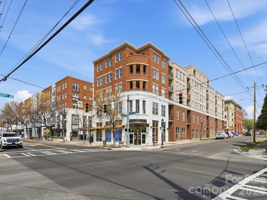Great opportunity to purchase a 1BR, 1BA condo at a fantastic price in the desirable Dilworth neighborhood! This 4th floor unit is situated in the heart of one of Charlotte's most charming neighborhoods and close to many shops, restaurants, grocery stores, uptown and Freedom Park! Starbucks is even right next door if you are a coffee drinker! Open layout features high ceilings, neutral walls and spectacular natural light...just waiting on your own vision and finishing touches! Kitchen includes white cabinetry, white appliances, tile backsplash and tile flooring. Pull up a chair and eat at the large bar area.  Large great room located off of the kitchen also features an exterior balcony. Spacious bedroom offers a large walk in closet! Generous size bathroom features a garden tub/shower combo and large vanity, white cabinetry and tile flooring. Refrigerator, & stackable washer and dryer convey with an acceptable offer! This complex also offers a fitness room on the 6th floor and rooftop terrace with gorgeous views of uptown Charlotte! Building also offer secure entry and parking garage! Hurry, won't last long!!