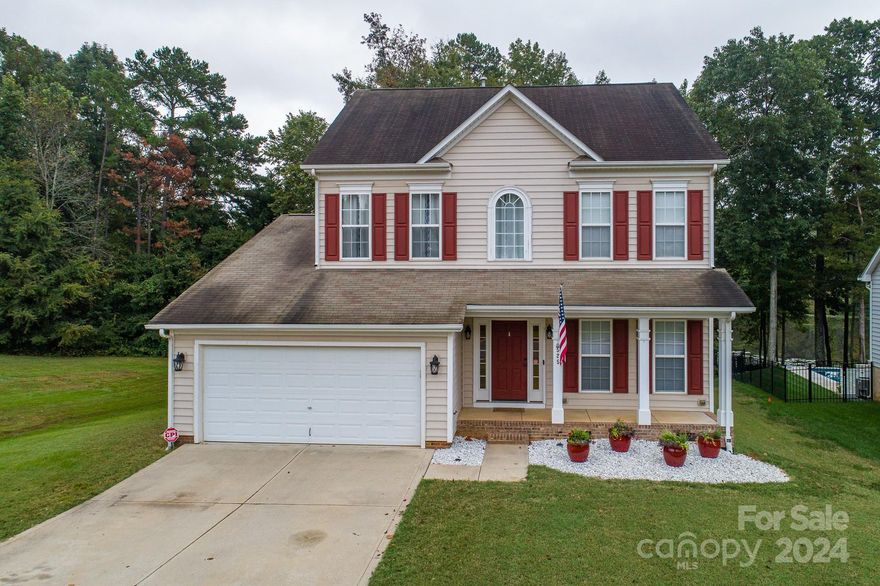 Absolutely adorable home in sought-after Knightsbridge Subdivision in Fort Mill SC!  Four BR and 3 Full Baths with newer LVP flooring on first level, carpet on the upper level, new blinds, fresh paint, and bathroom updates!  Great natural light and floor plan with office and Dining Room.  Lovely private backyard with deck over looking trees and pond!  Kitchen has granite coutertops, island and large pantry with lots of windows over-looking the rear yard.  All kitchen appliances remain!  Upstairs has sitting area in large bedroom and primary has double closets, with two additional bedrooms on second level.  Amazing storage in this home including the permanent storage shelves in the garage. Easy exterior maintenance with encapsuled crawlspace.  Knightsbridge has a community pool and clubhouse, basketball and tennis/pickleball court, and RV/boat storage for residents.   Great location near I 77 and 485, schools, restaurants and shopping.   Don't miss this amazing opportunity!