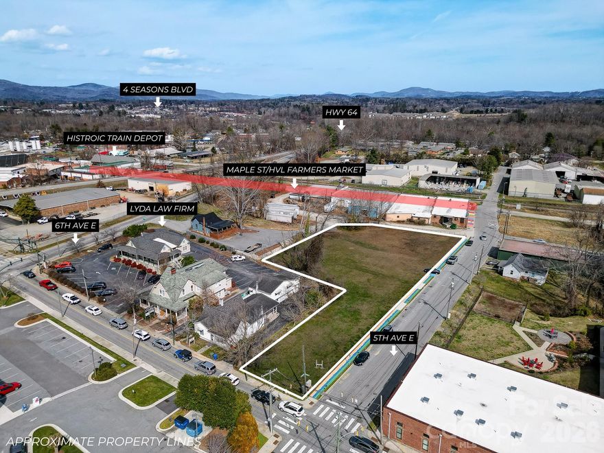 Positioned in the absolute core of downtown Hendersonville, this exceptional ±0.96-acre vacant parcel presents a rare and highly sought-after development opportunity. Zoned Central Mixed Use (CMU), the property offers unmatched flexibility, allowing for a wide array of residential, commercial, and mixed-use possibilities—making it one of the most versatile and valuable land offerings currently available in the area.

Surrounded by key landmarks and vibrant community hubs, the property is just steps from the Henderson County Courthouse, City Hall, 7th Avenue, Maple Street—home to the popular Hendersonville Farmers Market—and North Main Street. This prime walkable location places future development at the center of the city’s economic, cultural, and civic activity.

The CMU zoning designation supports a broad spectrum of potential uses including retail, office, multifamily, hospitality, and live-work concepts, providing developers and investors the ability to capitalize on Hendersonville’s continued growth and demand for thoughtfully designed urban spaces.

Conceptual renderings and preliminary design plans are available for review, offering insight into the site’s development potential. Buyers are encouraged to review these materials and conduct their own due diligence to confirm intended use, zoning compliance, and development feasibility.

Opportunities of this scale, zoning flexibility, and premier downtown location are increasingly rare—making this a compelling investment for those looking to shape the future of Hendersonville.