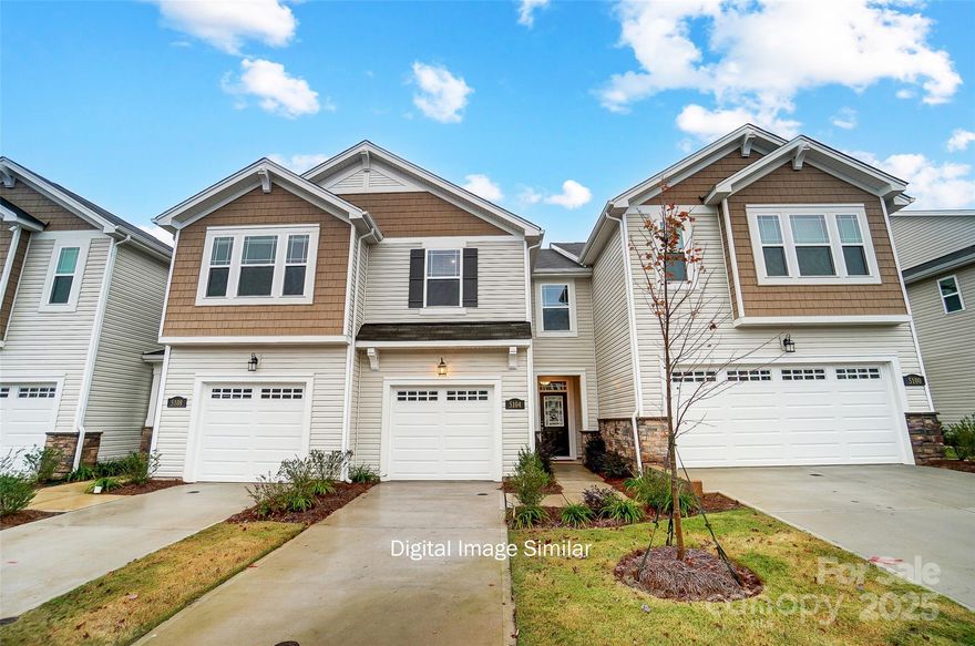 Location, Location.Location...Just a short 20 minute drive to uptown or 10 minutes to UNCC and all they have to offer. This beautiful new Adriana  Crafts,am elevation is in the new Town home community of Bailey Run.
The Adriana is a 2-story town home with 3 bedrooms, 2 full baths and loft up and 1/2 bath down. As you enter on the first floor, you step into the foyer/hallway which opens to you beautiful kitchen with large island and breakfast room, this opens up to your large gathering room. Please don't forget to ask about out 6% closing cost with our approved lender. MLS pictures are for illustration purpose only.