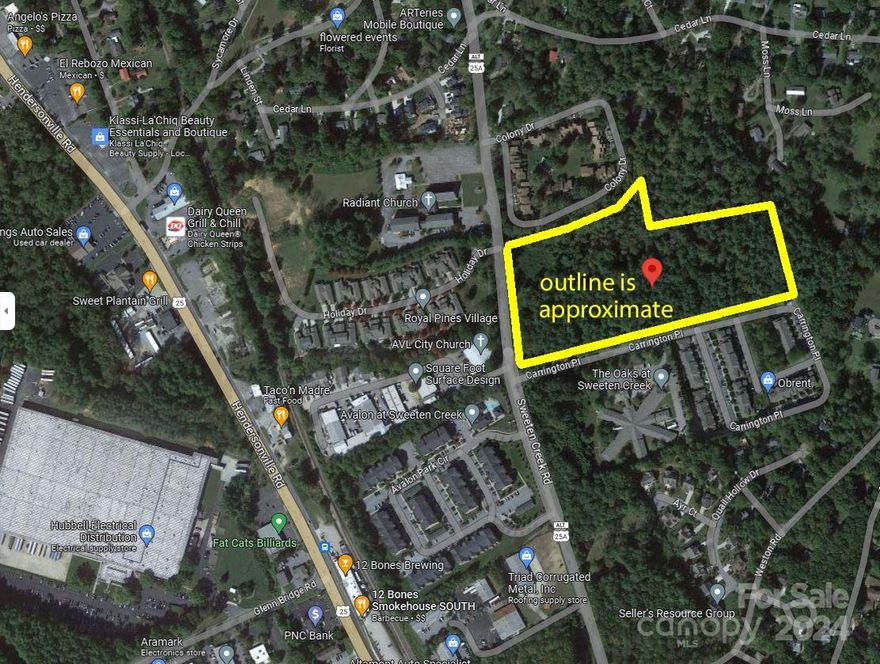 Great development site in South Asheville.  12.43/ac site zoned RM-16 in the City of Asheville.  Has approximately 500' frontage on Sweeten Creek Rd.  Excellent Multi-Family Apartment site/Townhomes/BTR Project.  Older home and barn/shed on property with little to no value.  Sold As-Is.  There are 2 parcels included in this sale: 9654-44-4259 & 9654-44-1465 in Buncombe County.  

NOTE:  Sweeten Creek Rd is schedule to become a 4 lane road at some point in the future with the NCDOT widening project.  There is a small creek running through the property as well as a sewer line.
