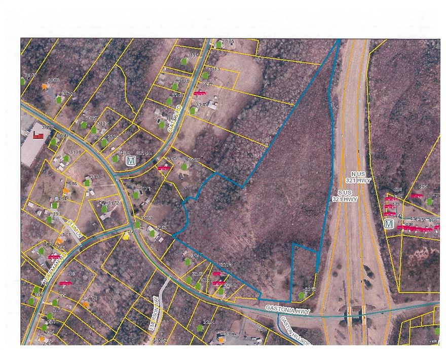 Over 30 acres * Long frontage on Hwy 321 at intersection of Gastonia Hwy. About 10 miles from I-85, approximately 20 miles from I-40. One of the few pieces left this size at one of the 321 exits into Lincolnton. Convenient to Charlotte Airport. Many possibilities. Currently zoned R-T/B-G. The county's lane use would favor commercial zoning.