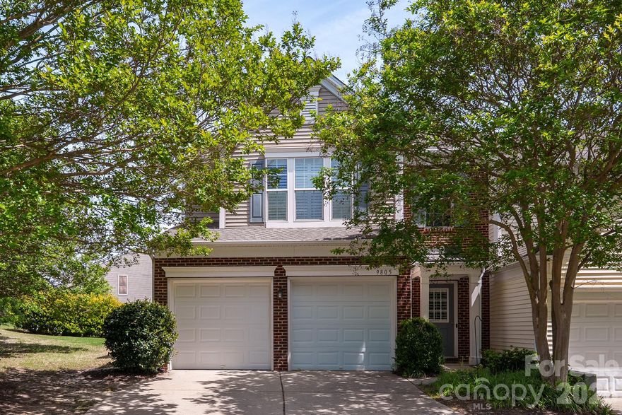 Move-in ready end-unit townhome ideally located just minutes from dining, shopping, and entertainment at Blakeney. This charming home welcomes you with a grand two-story foyer and an open, inviting layout. The spacious living room features gleaming hardwood floors and a cozy gas log fireplace, seamlessly connecting to the formal dining area—perfect for entertaining.

The kitchen is well-appointed with granite countertops, stainless steel appliances, a stylish tile backsplash, and durable tile flooring. The primary suite offers a vaulted ceiling and a luxurious ensuite bath complete with dual vanities, a soaking tub, separate shower, private water closet, and walk-in closet.

Upstairs, you’ll find two generously sized secondary bedrooms, a full hall bath, and a dedicated laundry room for added convenience. Step outside to a private, landscaped patio—an ideal space to relax or host.

Additional highlights include a highly desirable two-car garage with driveway parking, a new roof installed at the end of 2024, and access to the community pool. HOA covers exterior maintenance including roof and siding, driveway pressure washing, and water—providing low-maintenance living at its best.