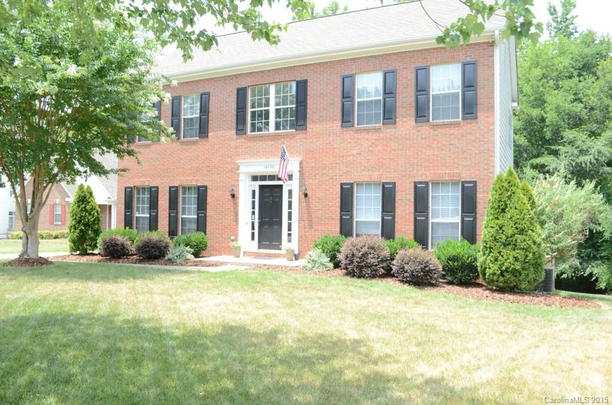 Well cared for home near Ballantyne and ready for a new lucky buyer. A 2 story Foyer sets the mood as you enter this open floorplan with wood floors in formal rooms, a large work island in kitchen,a desk area as well as a wet bar for entertaining. House is on a Cul de sac  and wooded fenced backyard overlooks  the common area pond. An oversized garage has nice built ins for extra storage. 4 nice sized bedrooms,2 1/2 baths,trey ceiling in MBR, n'hood amenities and more.