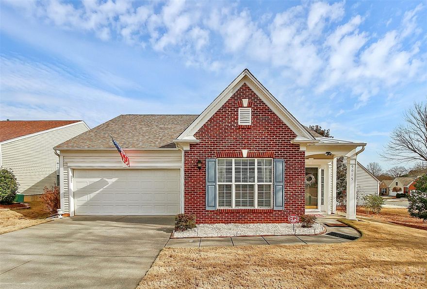 Welcome Home to 9015 Elrose Place in Ashton Grove.  Adorable 2 bedroom/2 bath with 2 car garage: Conveniently located near Blakeney, Stonecrest and Ballantyne make living in this community much desired. Home features many recent updates including newer SS Appliances installed in 2023 along with Vinyl Plank Flooring in most rooms.  Updated Ceiling Fans and Lighting, 2 inch blinds throughout. Newer HVAC system in 2019.   Enjoy entertaining on the deck and enclosed screened porch; enclosed porch also is an all season room w/installed acrylic plexiglass inserts. HOA maintains Lawn; This is a rental restricted community.