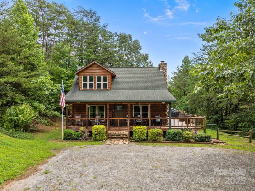 Discover the perfect blend of rustic charm and modern comfort in this 1.5-story log
cabin, nestled on 2 private acres inside the gated Sweet Briar Farms community.
Located just 15 minutes from groceries, dining, and conveniences, this Lake Lure
getaway offers the privacy you crave without sacrificing accessibility.
Inside are 1,821 sq. ft. of thoughtfully furnished living space — everything conveys, from
furniture and linens to the Nexgrill gas grill and Dyson vacuum. The main level features a welcoming open
layout with the primary suite and en-suite bath, plus a half bath for guests. Upstairs,
enjoy two additional bedrooms, a full bath, and a cozy gameloft with foosball, chess, and more games ready to play! Relax outide on the deck, surrounded by nature. Untouched by storms, and
with Lake Lure’s lake restoration set for 2026, it’s the ideal time to secure your retreat —
perfect as a full-time home, vacation getaway, or investment.