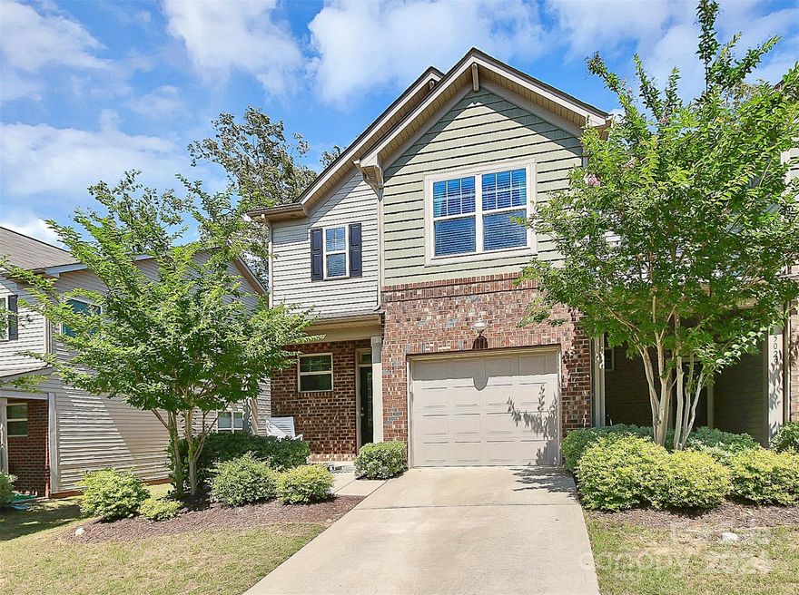 Don’t miss this 3 bdrm, 2.5 bath end-unit townhome in the highly sought after community of The Grove. The open layout maximizes the space on the main level by seamlessly connecting the living room, dining area, and kitchen. Neutral colors and wood flooring throughout main level. The upgraded kitchen features granite countertops, breakfast bar, stainless steel appliances, and a large pantry. Being an end unit, there is an abundance of natural light. Upper level includes a spacious primary suite w/walk-in closet & custom storage, two secondary bedrooms that provide plenty of space for family, guests, or a home office, additional full bath, and laundry room with washer/dryer included. This home boasts a private backyard with extended patio that backs up to a wooded area, perfect for entertaining. Walking distance to the community pool. Shopping and dining located nearby, including the Promenade at Carolina Reserve, and only a short drive to the greater Ballantyne area. Welcome home!