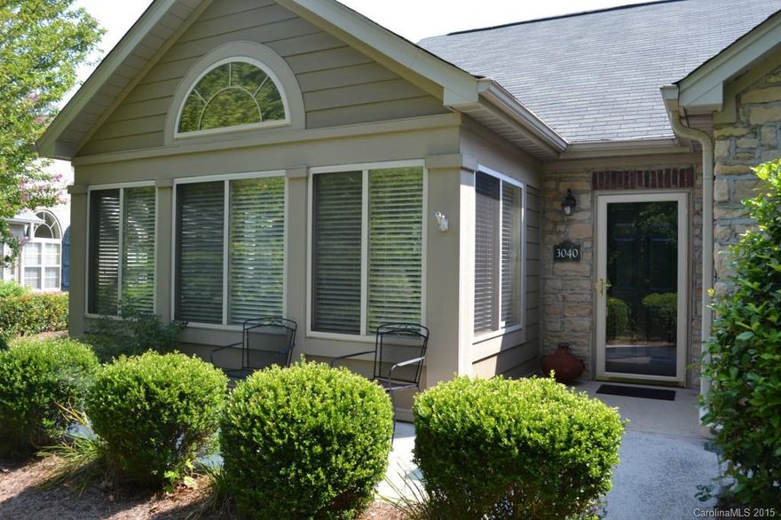 This is easy one floor living with an open concept plan. Vaulted ceilings and tons of windows keep this home bright. The large master has a walk-in closet and spacious bath with dual sinks, & tile floors. Bedroom 2 is bright, bath 2 is large. There is an office and a wonderful sunroom enjoy. The two car garage has storage. This over 55 community has a pool and a club house with a fitness center.  It is well managed and maintained.