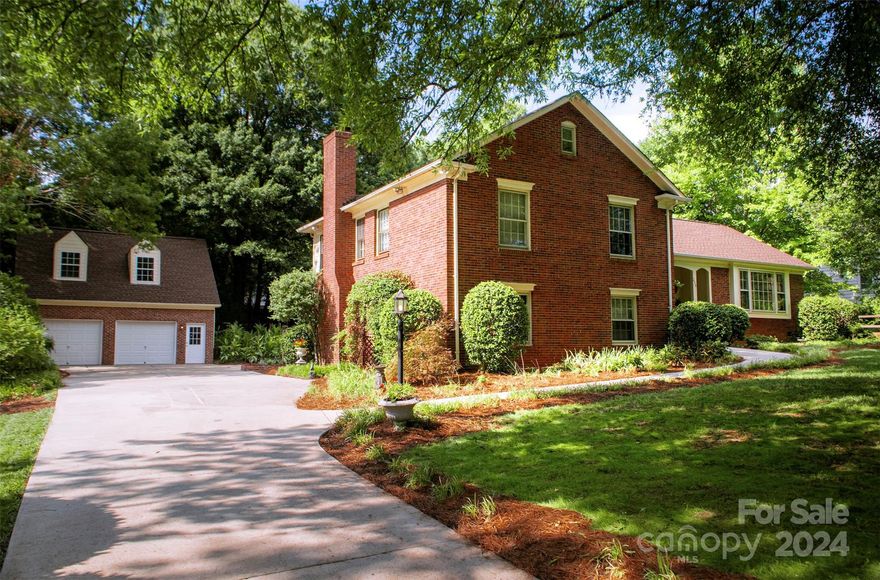 A rare find!  Incredibly well cared for and loved family estate in South Charlotte. Conveniently located near leading schools, uptown Charlotte, Southpark, shopping and central to all things Charlotte. Immaculately taken care of home. Property has two detached garages, one of which has a separate power meter and full second floor. Perfect for multiple hobbies, passions - the options are endless. You can leave the grounds via a private gate to nature trails for all your activities, including a short trip to the neighborhood amenities such as the pool and racquet courts. Family's well loved home is ready for the next family to build their life here!