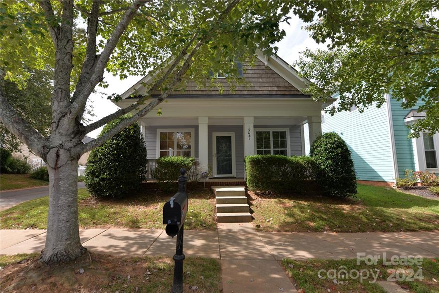 NO PETS! Adorable Cottage Home, Rocking Chair Front Porch, 2 Car Garage, Storage Closet on back of home, Open Floorplan, Kitchen with White Cabinets, Dining Area and Two Secondary Bedrooms downstairs.  Large Master Suite upstairs with Private Bath with Dual Sinks, Separate Shower, Garden Tub 2 Walk in Closets, Sitting Area, Community Pool, Walking Trails and Play Gound. Refrigerator.