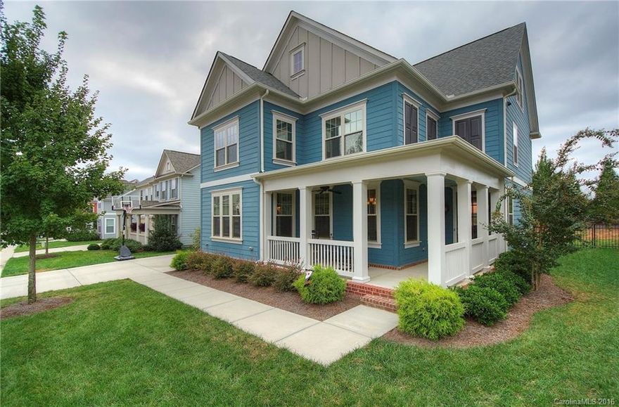 John Wieland craftsman-style home w/inviting wrap around front porch and open floor plan. HW's down and gracious kitchen w/huge island/bar & breakfast area with upgraded cabinets. Mud area off of garage. Large family room with built-ins. Dining room, currently used as an office features upgraded mouldings. Guest bedroom down and 6th bed/bonus option on 2nd level. Unfinished 3rd floor, great for storage or add addt'l bed/bath down the road.

Refrigerator and canopy are included.