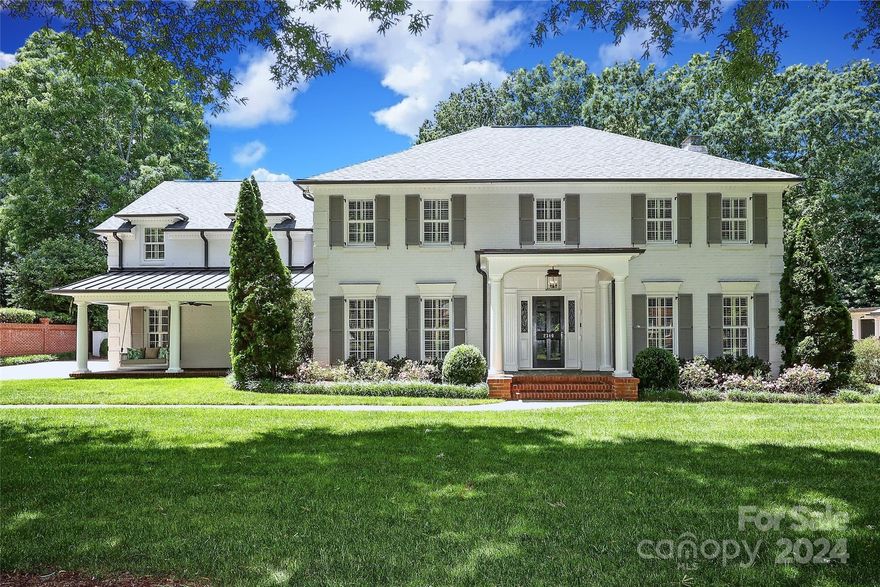 Stunning home in Deering Oaks on quiet cul-de-sac lined w/ large oak trees. An entertainers dream w/an open floor plan, generously proportioned rooms & high-end finishes. Elegant kitchen and bar area w/ bev & wine fridge. Cozy hearth room w/ a stone fireplace adjoins expansive family room. Two sets of French doors lead to a covered porch overlooking a gas fire pit, salt-water pool, spa & pavilion! Flat, fully-fenced backyard surrounded by mature landscaping creates unique privacy. Primary BR and 3 addl BRs upstairs. Bonus room features a queen Murphy bed, full bath & 4 spacious closets. Charming side porch leads to mudroom & adjoins 2-car garage w/ huge storage closet. Extensive renovation in 2014 by PR Hughes adding 1800 heated sq ft, blue stone walkways, covered porches and portico. Pool added in 2017 and maintained by Lombardo Pools. New roof in 2023. Central vac & tankless water htr. Highly desirable location w/in close proximity to Myers Park schools, restaurants & shops!