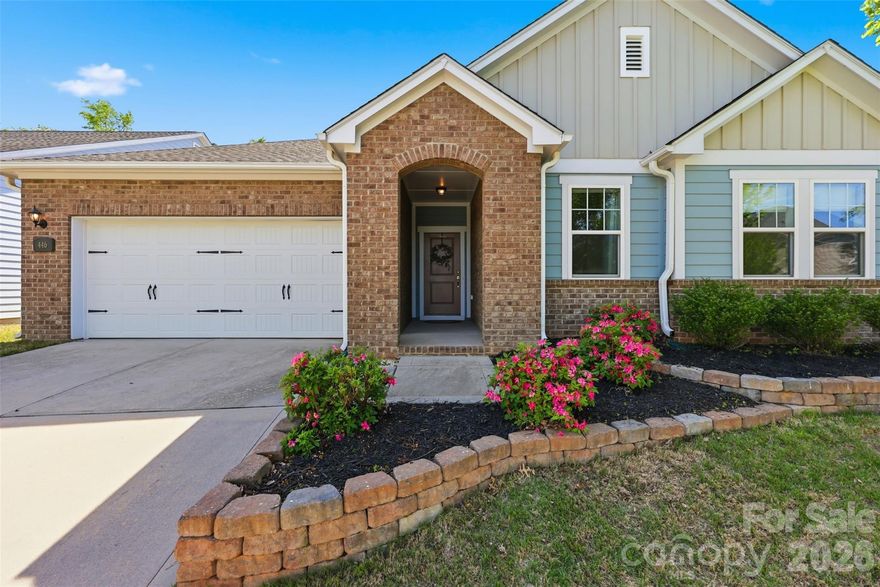 Welcome to this adorable, low maintenance ranch home in the desirable community of Massey! Featuring three spacious bedrooms and two full bathrooms, this home is thoughtfully designed with an open concept layout that makes everyday living and entertaining effortless. When entering the home, you will find a large entryway and soaring 9 foot ceilings which make the home feel grand! Find a flex space off the entry where you can create your own space such as a library, office or game room. The kitchen is equipped with a gas range, microwave, pantry, tons of cabinetry and a huge island! The dining area fits an 8 person table for all your holiday entertaining!  Opening up to the kitchen is a large living room with several picture windows that let in all the natural light. The primary bedroom is located in the back of the home for privacy. This room is outfitted with a tray ceiling and en-suite bathroom and large closet. Recent upgrades include an air scrubber to keep mold spores and dust at bay and new laminate tile floors in the bathrooms. Outside, the covered porch, built in 2024, is the perfect retreat to sip some tea and enjoy the birds or watch you dog run around in the fenced backyard!! Your family can enjoy all the amenities that Massey has to offer including the outdoor pool with lazy river and slide, walking trails, playground, and the many open green spaces throughout the neighborhood. Make your appointment today!