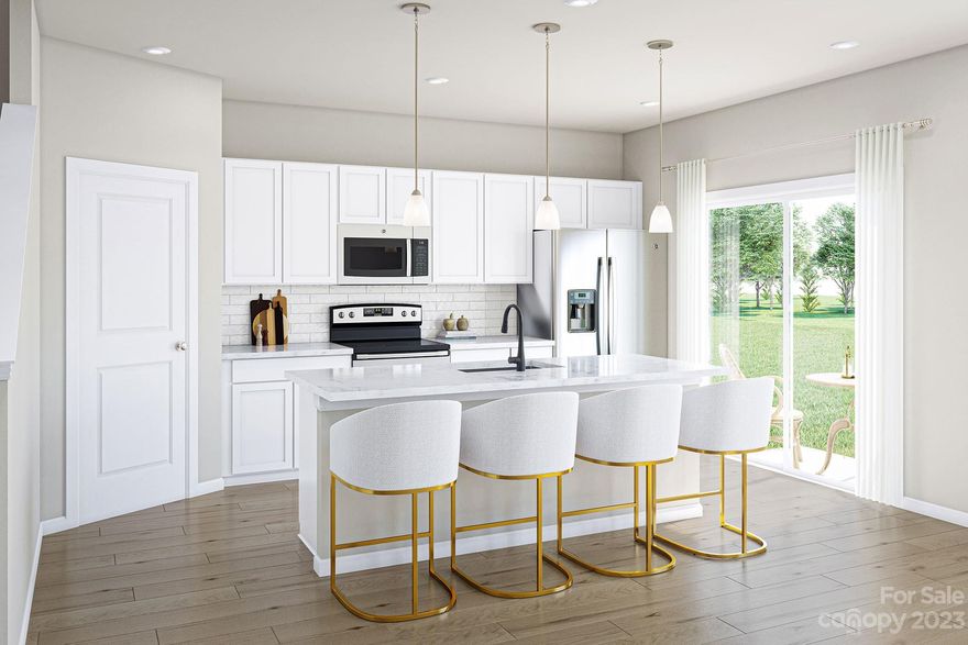 Stunning New Home for Sale with the Classic III Design Package, an Upgraded Kitchen w/ 30" Electric Range, 6' Sliding Glass Door in the Kitchen connecting to an Extended 6' by 12' Patio, Upgraded Primary Shower w/ Tile Walls, and Upgraded Secondary Bathroom w/ Tub Surround at a Competitive Price.

The kitchen presents a 30" electric range, elevated stainless steel appliances, umber cabinets, crisp white backsplash tile, all tied together by the stunning Caledonia granite countertops. The kitchen has a 6' sliding glass door connecting you to an extended 6' x 12' outdoor living space in the back.

Upstairs, there are two bedrooms, including the primary suite, featuring an upgraded shower with tile walls. Across from the primary suite is the upstairs laundry room, the secondary bedroom, and a secondary full bathroom which has been upgraded to feature a tub surround at the bath.