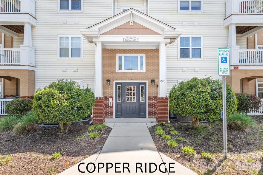 BALLANTYNE - COPPER RIDGE CONDO - 3BR 2BA - Experience the ease of luxury in this rare ground-level end unit at Copper Ridge. This thoughtfully designed transitional condo features a seamless open-concept layout, where the living and dining areas are united by 9ft ceilings and the rich, warm tones of Canyon Ember Luxury Vinyl Plank flooring, creating a space that is as functional for daily life as it is for quiet entertaining. The kitchen serves as the home's centerpiece, boasting a beautiful Tumbled Stone Subway Tile backsplash and classic honey-oak cabinetry that adds organic warmth and character. While the 48-inch cabinets provide immense storage and a stainless steel two-bay sink adds utility, the shining star of the culinary space is the newer French-door stainless steel refrigerator. The layout flows effortlessly into a separate, dedicated laundry and pantry room, offering the kind of organizational space rarely found in condo living.

The primary suite serves as a spacious retreat, offering plenty of room for large furnishings, a generous walk-in closet, and an en suite bath complete with an executive-height dual bowl vanity and a walk-in shower. For maximum privacy, the guest bedroom is situated on the opposite side of the home with easy access to a full hall bath, while a versatile flex space provides the perfect footprint for a home office, hobby room, or a third bedroom to suit your needs. Begin or end your day with a favorite drink on the cozy covered balcony, a peaceful spot for morning coffee or evening relaxation. Residents of Copper Ridge enjoy a full suite of amenities, including a clubhouse, two pools, a fitness center, and tennis courts. This location offers excellent connectivity to the walking trails of the local Greenway, the vibrant shops and dining at The Bowl at Ballantyne, and some of the most respected schools in Mecklenburg County. With Assigned Parking Space #230 and great access to I-485, this property offers a balanced and convenient South Charlotte lifestyle. Be sure to view the visual tour to experience this stunning home.  BE SURE TO TAKE THE VISUAL TOUR!