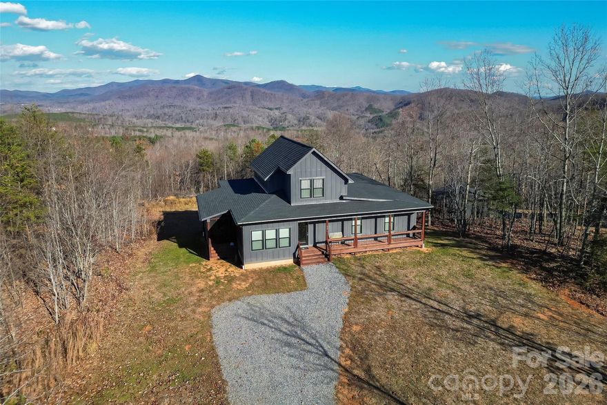 Welcome to 53 Crescent Ridge Lane in the sought-after gated community of Grandview Peaks—where extraordinary long-range views of the South Mountains create the perfect Western NC retreat.
This thoughtfully designed 2-bedroom, 2-bath mountain home offers a spacious and inviting open great room with a beautiful stone fireplace, soaring ceilings, and large windows that flood the space with natural light while perfectly framing the surrounding mountain ranges. The well-appointed kitchen features ample cabinetry and flows seamlessly into the dining area, creating an ideal layout for everyday living and entertaining.
A loft overlooking the great room is currently used as a bedroom, but it’s perfectly suited for an office, studio, or flexible bonus space—whatever best fits your lifestyle. Both bedrooms feature generous size and closets, offering comfort and convenience for full-time or vacation living.
Outdoor living shines here with multiple covered spaces, including a charming front porch and a spacious covered back porch, ideal for taking in the peaceful mountain scenery. The standout feature is the screened-in porch with a stone fireplace, allowing you to enjoy cool mountain evenings year-round.
Located in Grandview Peaks, you’ll enjoy a gated community with walking trails, a private lake, beach, pavilion with outdoor kitchen, and recreation areas—your gateway to an authentic Blue Ridge Mountains lifestyle.
Experience mountain living at its best at 53 Crescent Ridge Lane.